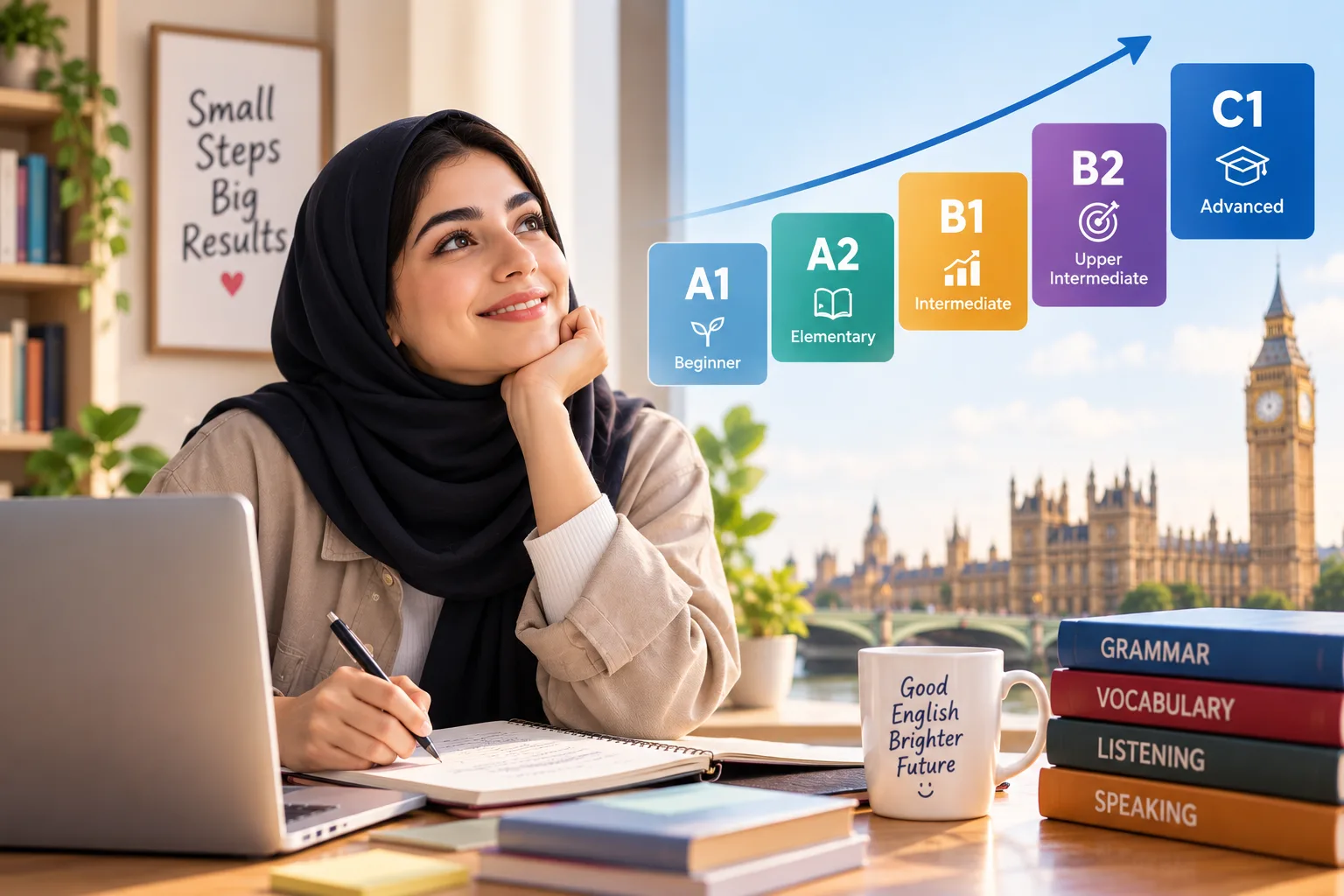مدت زمان یادگیری زبان انگلیسی از سطح A1 تا C1