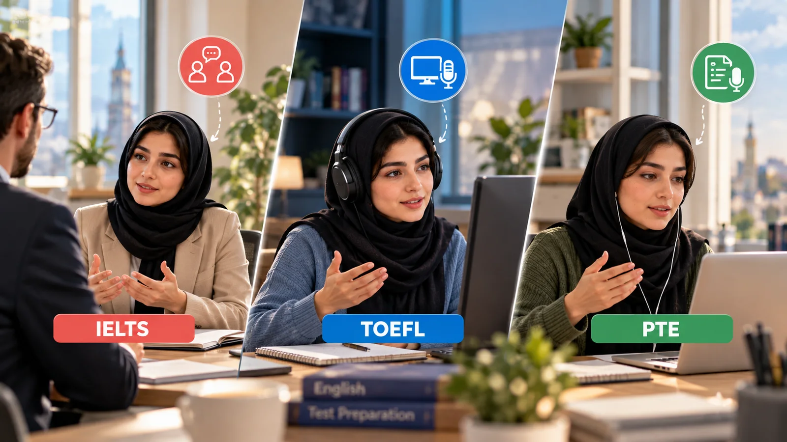 مقایسه بخش Speaking در آزمون‌های IELTS، TOEFL و PTE